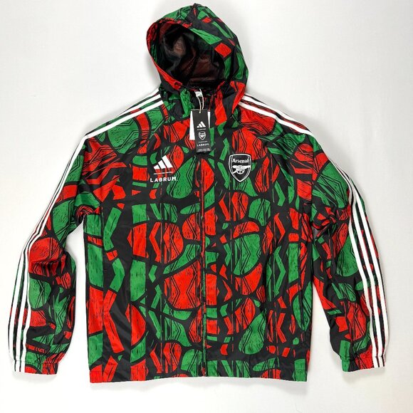 Adidas Labrum Arsenal FC Seasonal WIndbreaker Jacket Sz L NWT Colorful Soccer - Picture 1 of 8